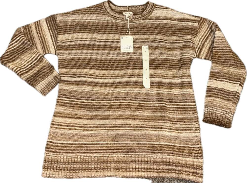 New with Tags a.n.a Striped Knit Sweater, Neutral Space-Dye Pullover